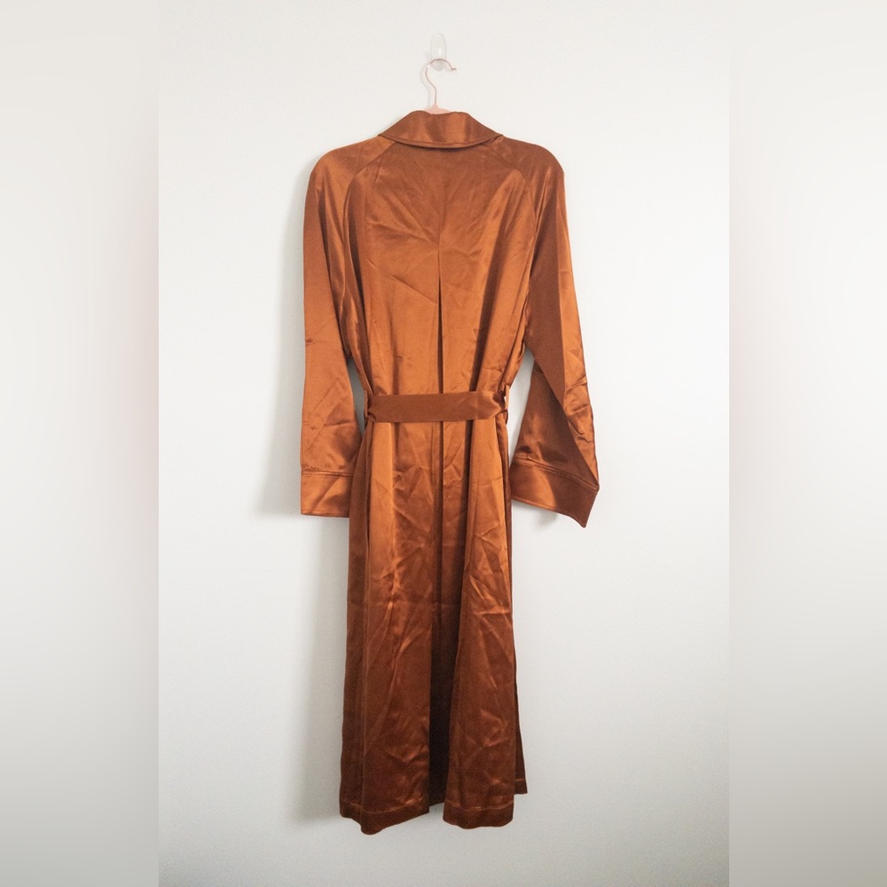 NWT Gentle Herd Sateen Double Breasted Trench Coat Copper/Caramel Size M - Picture 5 of 8